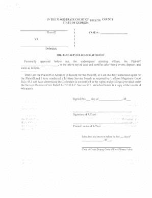 Military Service Search Affidavit