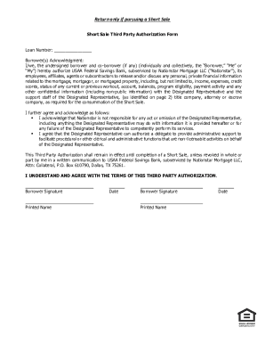 Short Sale Third Party Authorization Form