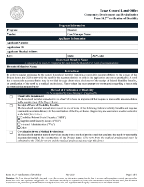 Texas Disability Verification Form