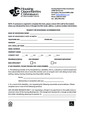 Request for Reasonable Accommodation