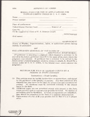 Habeas Corpus Petition Form