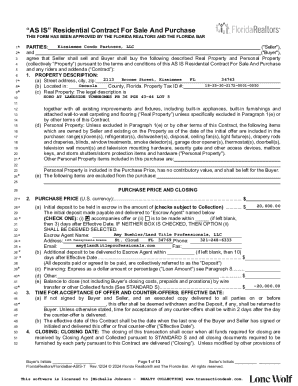 AS IS Residential Contract For Sale And Purchase