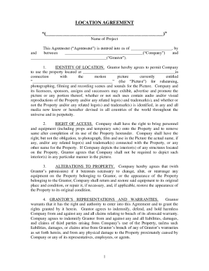 Location Agreement for Motion Picture