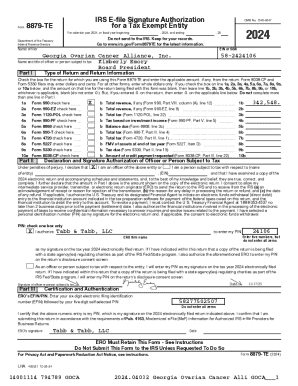 IRS Form 8879-TE for Tax Exempt Entity