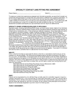 Specialty Contact Lens Fitting Fee Agreement