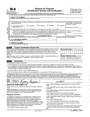 IRS Form W-9 Request for Taxpayer Identification Number and Certification