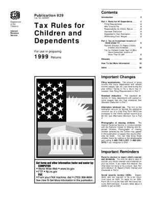 IRS Publication 929 Tax Rules for Children