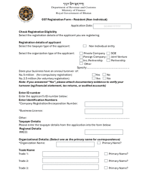 GST Registration Form – Resident (Non-Individual)