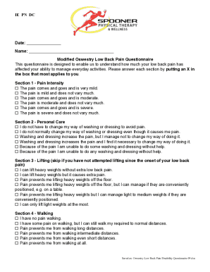 Oswestry Low Back Pain Questionnaire