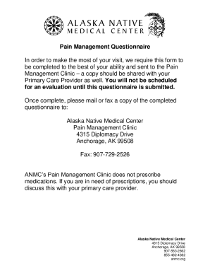 Pain Management Questionnaire