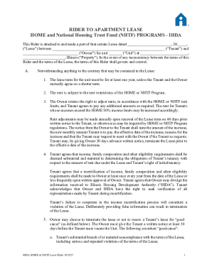 Rider to Apartment Lease