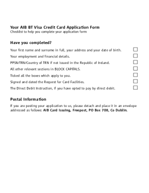 Brown Thomas Visa Credit Card Application Form