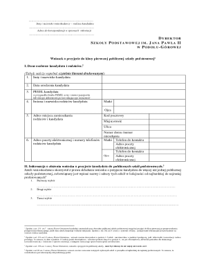 Polish School Admission Application Form