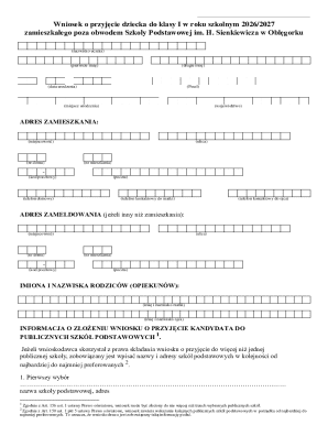 Polish School Admission Application Form