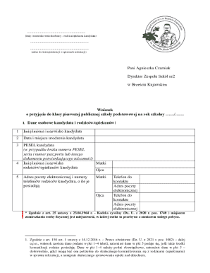 Polish School Admission Application Form