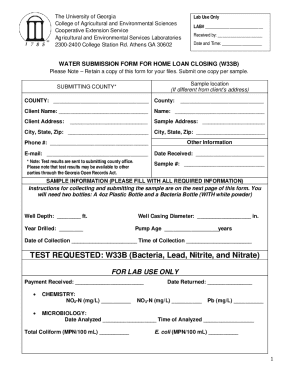 Water Submission Form for Home Loan Closing (W33B)