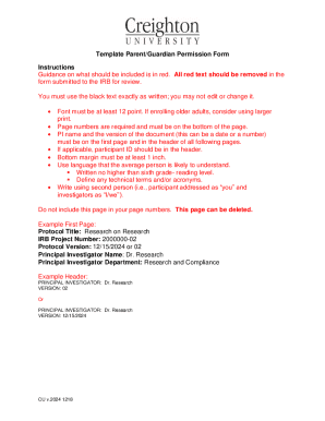Parent/Guardian Permission Form - Blank Fillable Template | Fill Out ...