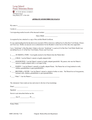 Affidavit of Distributee Status