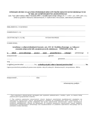 Polish Agricultural Land Area Declaration Form
