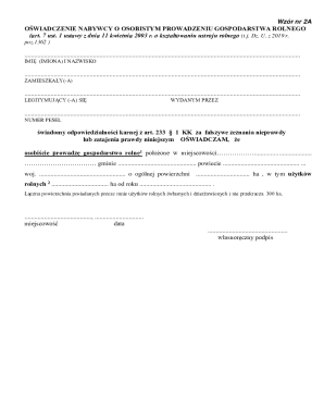 Polish Agricultural Farm Declaration Form