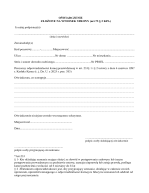 Affidavit for Court Proceedings