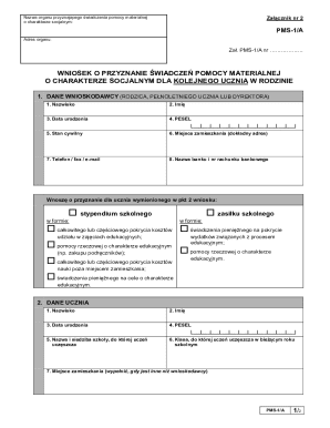 PMS-1/A Application for Social Assistance Grant