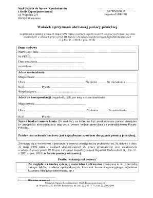 Polish Financial Assistance Application Form