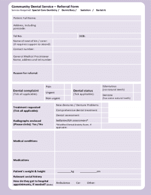Community Dental Service Referral Form