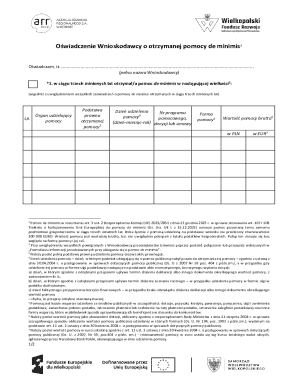 De Minimis Aid Declaration Form