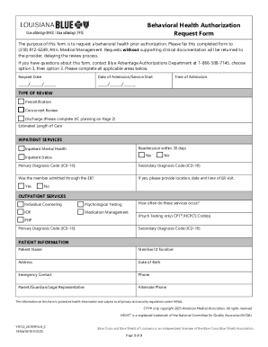 Behavioral Health Authorization Request Form