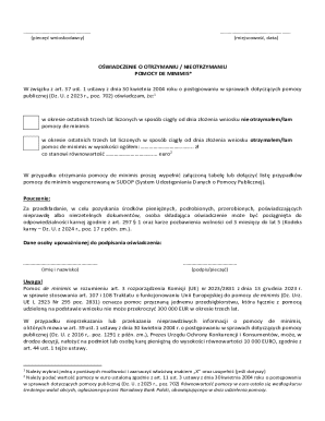 De Minimis Aid Declaration Form