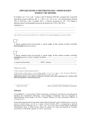 De Minimis Aid Declaration Form