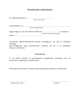 Oświadczenie o Niekaralności