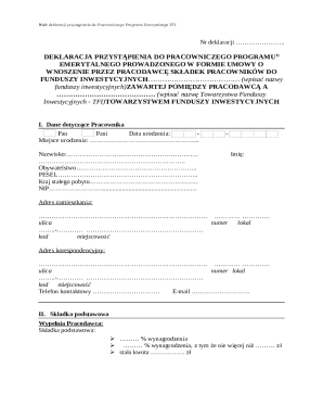 Pracowniczy Program Emerytalny Declaration Form