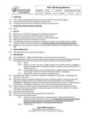 IRB Meeting Minutes Template
