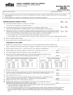 Family Member Care Tax Credit Form ND-1FC