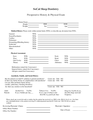 Preoperative History & Physical Exam