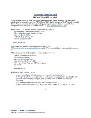 Civil Rights Complaint Form