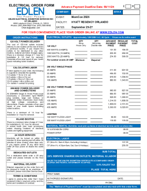 Electrical Order Form