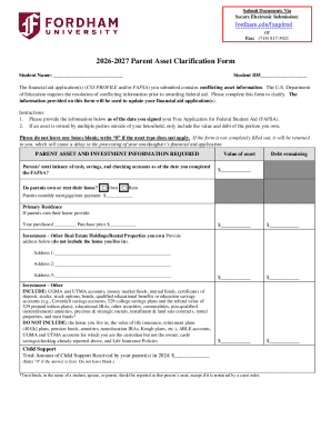 2026-2027 Parent Asset Clarification Form