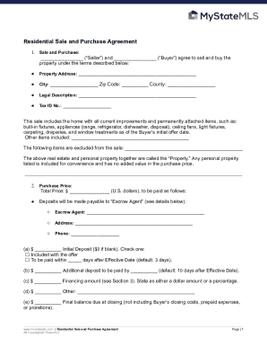 Residential Sale and Purchase Agreement