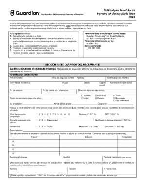 Guardian Long Term Disability Claim Form