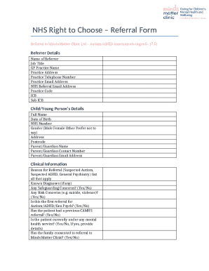 NHS Right to Choose Referral Form