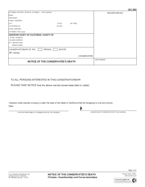 California Conservatorship Death Notice