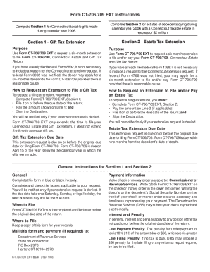 Connecticut Estate and Gift Tax Extension Form CT-706/709 EXT