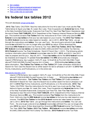 IRS Federal Tax Tables 2012