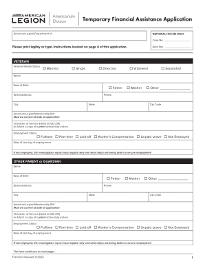 American Legion Temporary Financial Assistance Application