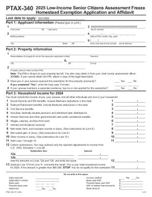 2025 Low-Income Senior Citizens Assessment Freeze Homestead Exemption Application