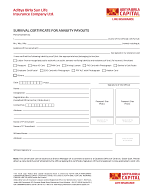 Survival Certificate for Annuity Payouts