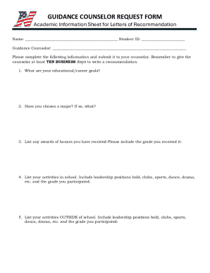 Guidance Counselor Request Form